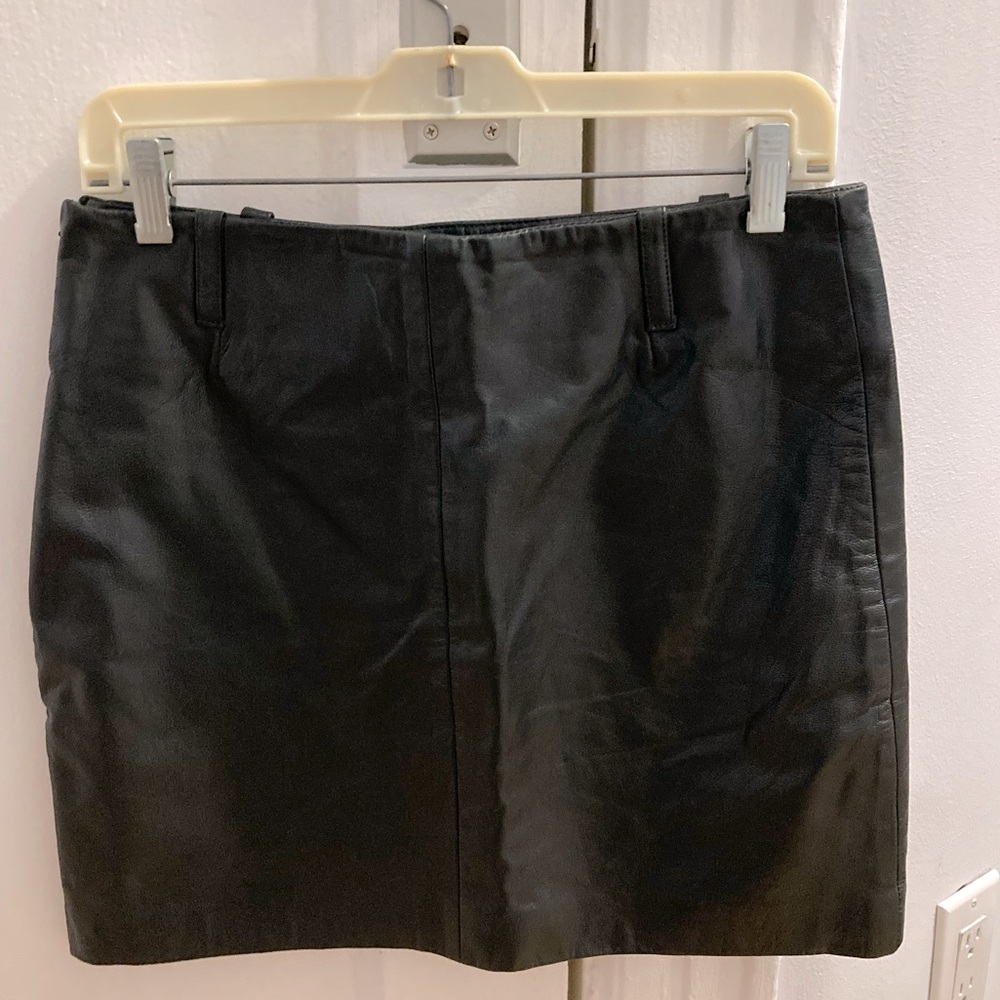 Black leather mini skirt